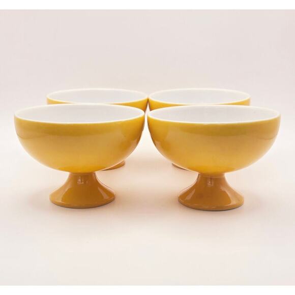 Mid- Century Yellow Ceramic Dessert Cups - Set of 4 - Picture 4 of 6